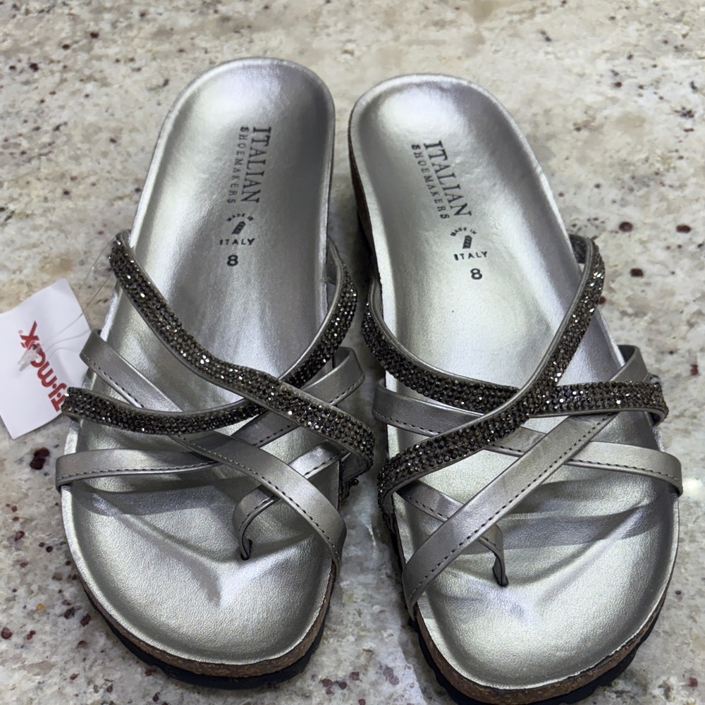 Italian Shoemakers Metallic Silver Sandals - brand new with tags
